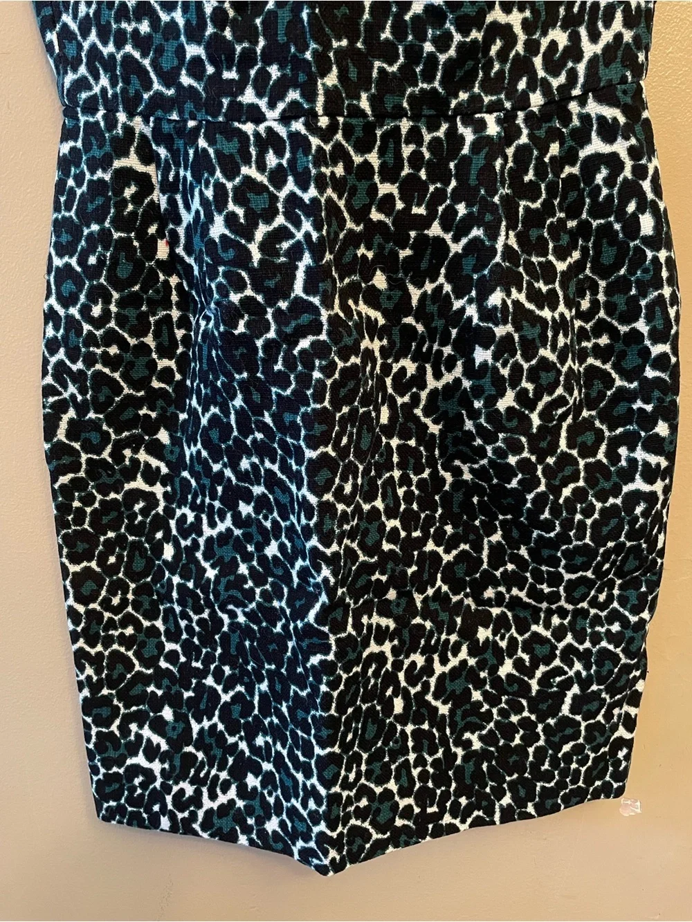 J. Crew Teal and Black Leopard Print Sheath Dress